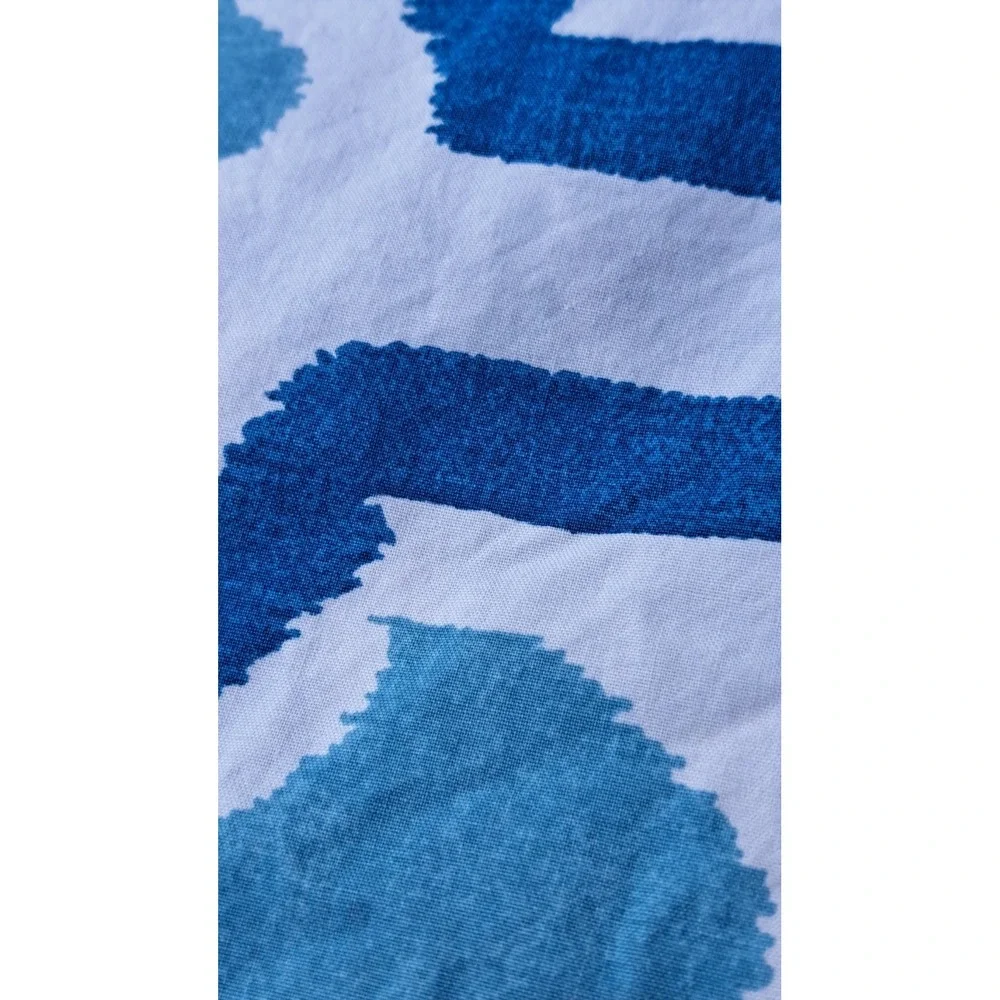 Pottery Barn Full Queen Duvet Cover Blue Medallion Pattern 100% Cotton Buttons